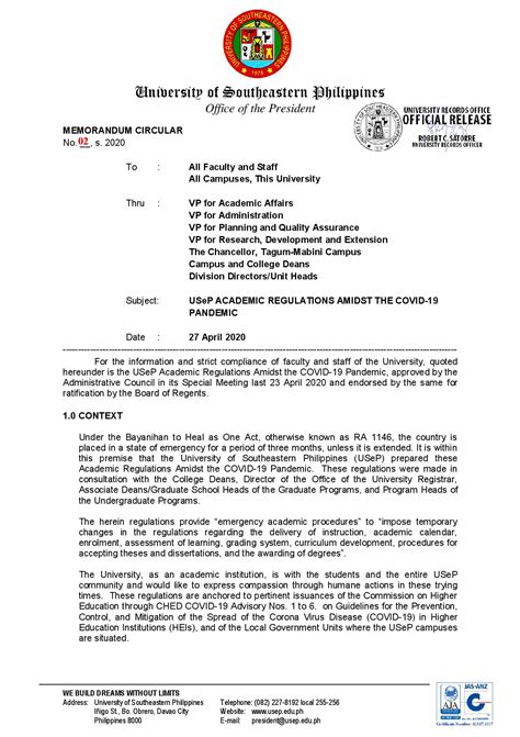 Memorandum Circulars.